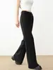 Pantalones acampanados modernos elásticos negros para mujer, nuevo estilo otoño 2026, talla petite, con caída, tacto de alta gama, pantalones de campana estilo traje