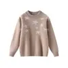 Novo suéter de lã infantil com estampa de estrelas para outono e inverno, blusa de base de tricô de lã grossa com gola redonda para meninos e meninas