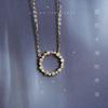 Colar banhado a prata esterlina s925 ouro 14k azul lenda do mar incrustado zircão diamante completo círculo clavícula corrente pingente
