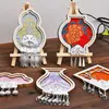 Accesorios de Imán para Refrigerador Hechos a Mano con Bordado Dai, Brocado Song, Marco de Fotos Redondo Tie-Dye DIY, Montaje Cuadrado, Marco de Madera de Tres Capas para Bordado