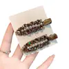 Pinza de Pato con Perlas y Pedrería para Mujer, Pinza para Fijar Flequillos Laterales y Cabello Suelto, Elegante y Suave Accesorio para el Cabello para Fiestas y el Uso Diario