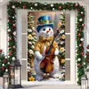 Cubierta de Puerta de Tela Elástica Cubierta de Puerta de Navidad Alegre Transfronteriza Tapiz Fondo de Tela de Regalo de Papá Noel para Fiesta Festiva