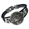 Joyería de Moda Europea y Americana Más Vendida Pulsera de Cuero Trenzado Hecha a Mano para Hombre con Decoración de Calavera de Aleación