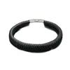 Pulseira Preta de Corda de Couro Personalizada com Escamas de Peixe Marca da Moda Pulseira Simples Masculina Joia de Mão Punk Retro Tendência Meninos Pretos