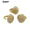 Anillo Abierto Ajustable Mpr163 para Mujer, Chapado en Oro de 18 Quilates, Latón, Incrustaciones de Perlas Artificiales, El Más Vendido en Europa y América