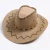 Sombrero de vaquero de mezclilla occidental para hombre y mujer, gamuza vintage con cuerda a prueba de viento, ala grande, protección solar, sombrero para el sol, sombrero de viaje para lugares pintorescos