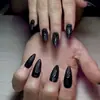 Comércio Exterior Venda Quente Unhas Vestíveis Simples Preto Puro Linhas 3D Escuro Doce Cool Estilo Manicure Pontas de Unha 24 Peças Unhas Postiças