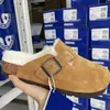 Sapatos Birkenstock para Mulheres 2026 Novo Outono e Inverno Forrados com Lã Fechados na Ponta Pesca Birkenstock Macio Pelúcia Slip-On Sola Grossa Aumentadores de Altura