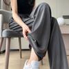 Pantalones de Pierna Ancha de Cupro Seda 2025 Verano Nuevo Delgados de Cintura Alta Diseño Drapeado Nicho con Tirantes Pantalones de Pierna Ancha de Seda Hielo
