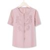 Verano de la Madre Nuevo Estilo Chino Estilo Occidental Camisa Cuello en V Mujeres de Mediana Edad y Ancianas Verano Suelta Antigua Camisita