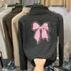 Ropa interior térmica de forro polar para niñas con cuello semi-alto, nueva colección Otoño/Invierno, ropa interior casual de otoño, top a rayas cálido para niñas