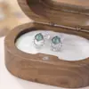 Brincos de Prata S925 Esterlina com Design de Veado, Jade Azul Água, Geométricos Simples, Bolas Redondas, Brincos Redondos Vazados de Prata Elegantes