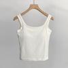 Nuevo Estilo Cómodo Chaleco Interior con Almohadilla en el Pecho Rosca para Mujer Push-up Copa de Látex Combinable Cuello Redondo Sin Mangas Ropa Interior Básica