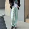 Calça Jeans Larga de Cintura Alta Cor Vibrante Estilo Outono Inverno Caimento Casual Solta para Mulheres e Crianças