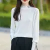 Elegante Suéter de Lana Fina con Cuello Abierto y Detalle de Pedrería para el Trabajo, Manga Larga Tejido Simple Adornado con Pedrería, Moda Versátil para Mujer de Primavera y Otoño