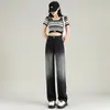 Pantalones de Pierna Ancha de Mezclilla para Mujer Talla Grande para Mujer Nuevos de Primavera y Verano Cintura Alta Adelgazantes Rectos Verticales Largos hasta el Suelo