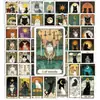 Compra Directa Transfronteriza [con Certificación Ce.Cpc] 50 Pegatinas Vintage Estilo Tarot, Pegatinas Retro de Gatos