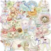 50 peças de adesivos franceses vintage transfronteiriços em tons pastel com animais fofos, flores, sobremesas e objetos vintage para uso criativo DIY