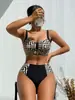 Bikini de Dos Piezas de Cintura Alta con Abertura para Mujer, Novedad 2024, Bikini AliExpress Amazon Traje de Baño de Playa Transfronterizo