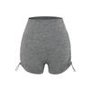 Shorts Esportivos de Verão 2025 Fitness Nova Garota Sexy Quente com Cordão no Quadril Macio Ceroso para Mulheres