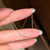 Collar de Plata de Ley S925 con Sonrisa Incrustada de Diamantes para Mujer, Estilo Japonés, Lujo Ligero, Diseño de Nicho de Alta Gama, Cadena para Clavícula, Popular en Xiaohongshu