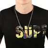 Aleación para Fundición a Presión Galvanizada Personalizada Aceite Goteando Hoja Colorida Personalizada Creativa Collar Hip-Hop Joyería Venta Directa de Fábrica