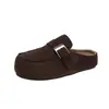 Estação Europeia Cobertura de Cabeça Retrô Chinelos Femininos 2026 Novo Outono Inverno Versátil Casual Lã de Cordeiro Palmilha de Pelo Chinelos Birkenstock