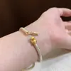 Pesca de Gatito~Pulsera de Gato con Incrustaciones de Oro Estilo Chino Pulsera de Alto Nivel con Sensación China para Mujer Joyería de Mano Versátil Retro