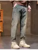 Jeans Masculino de Alta Qualidade 2025 Nova Marca Tendência Reta Solto Retro Americano Versátil Calça Longa Estilo Popular Masculino