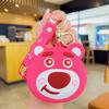 Monedero de Silicona de Oso Fresa Llavero Colgante Venta al Mayoreo Infantil Dibujos Animados Mini Monedero Lindo Llavero