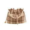 Bolsa Transversal Xadrez Estilo Coreano 2026 Nova Coleção Primavera Feminina Moda Tendência Bolsa de Ombro com Corrente Bolsa Saco Simples