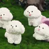 Perro bichón blanco lindo micro paisajismo en maceta paisajismo pequeño adornos cachorro decoración de consola central de coche accesorios diy