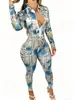 Mono de Nuevo Estilo Transfronterizo Ajustado para Mujer con Estampado Digital 3D, Mono Casual y Único de Estilo Urbano con Cremallera
