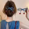 Presilha de Cabelo com Laço Color-Blocked para Mulheres, Presilha Bico de Pato Novo Estilo High-End 2025, Grampo para Parte de Trás da Cabeça, Acessório de Cabelo
