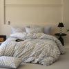 Juego de cuatro piezas de ropa de cama de algodón puro clase A engrosado y cepillado, funda nórdica nórdica de algodón 100% para otoño e invierno, juego de tres piezas de sábana encimera, sábana bajera.