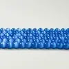 Suministro Directo de Fábrica de Accesorios para Joyería Hechos a Mano, Piedra Ojo de Gato Azul Oscuro de Alta Calidad, Cuentas Redondas de 8 mm, Pulsera Semi-Terminada al por Mayor