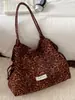 Bolsa de Tote Estilo Coreano Ins Personalidad Perezosa Estampado de Leopardo Gran Capacidad para el Trabajo y el Viaje Bolso de Hombro Único de Lona Moderno Chic