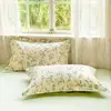 Juego de Ropa de Cama de Cuatro Piezas Floral de Primavera 100% Algodón para Uso en el Hogar, Funda de Edredón Suave de Algodón Puro, Sábana Bajera Matrimonial, Juego de Cuatro Piezas para Todas las Estaciones