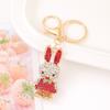 Chaveiro Criativo de Coelho de Orelhas Longas com Strass Acessórios para Bolsa Feminina Liga de Zinco Ponto Diamante Pingente Moda Pingente de Casal