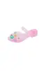 Novas Chinelos de Cristal Florais da Moda de Verão Tendência Sapatos de Gelatina de Cristal com Bico Fechado Solas Macias e Saltos Quadrados