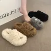 Pantuflas de Felpa Cómodas y de Moda para Mujer, Otoño/Invierno, Para Usar al Aire Libre, Suela Suave Antideslizante, Chanclas, Calidez para el Hogar Interior, Zapatos Perezosos