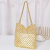Bolsa de miçangas oca feita à mão de fábrica nova elegante para mulheres, bolsa de ombro portátil, clutch simples de imitação de pérola