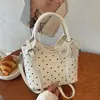 Bolsa de cesta transfronteiriça 2026 nova, elegante, de alto valor, bolsa transversal de balde popular e da moda com estampa de bolinhas para o dia a dia.
