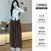 Pantalones de pierna ancha color marrón Melard para mujer, Nuevo estilo Otoño/Invierno 2025, Holgados y relajados, Forro polar, Pantalones de pana suave Yamamoto