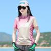 Camiseta Deportiva de Manga Corta para Mujer Verano Seda de Hielo Transpirable de Secado Rápido Ciclismo Estampada Cuello Alto Elástica de Secado Rápido