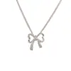 Verano Nuevo Estilo Moda y Versátil Collar Completo de Diamantes Grueso Plata Lazo Cadena Clavícula Simple de Lujo Ligero para Mujer