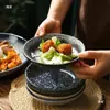Vajilla de Cerámica Estilo Japonés Tazón Retro de Restaurante para Chuletas de Cerdo Fritas, Tazón para Arroz con Curry, Plato de Arroz con Huevo Frito, Plato para Fideos Fritos