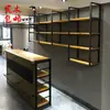 Prateleira Suspensa de Ferro Balcão de Bar Rack de Armazenamento Rack de Vinho Suspense na Recepção Estilo Industrial Prateleira em Camadas de Madeira Maciça Prateleira de Divisória Suspensa na Parede