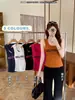 5687 # Colete com Capuz para Mulheres, Elástico, Ajuste Slim, Camada Interna Simples, Sem Mangas, Chique de Verão, Versátil, Top Estiloso
