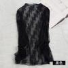 Nueva Blusa Estilo Coreano Top de Encaje Primavera Otoño Nuevo Manga Larga Malla Transparente Capa Interior Camisa Base Cárdigan para Mujer